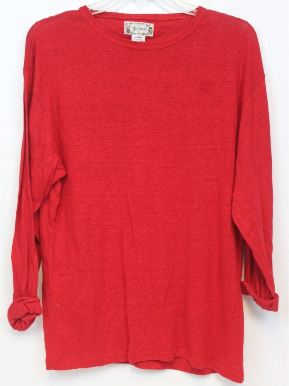 VTG 90s Zinnia Red Sweater sz Medium Silk Work Professional Casual Party Layerin